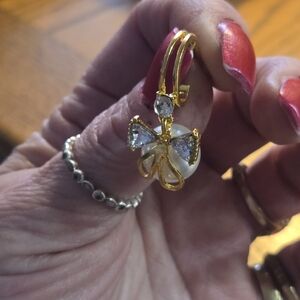 Elegant Gold and Pearl Bow Earrings